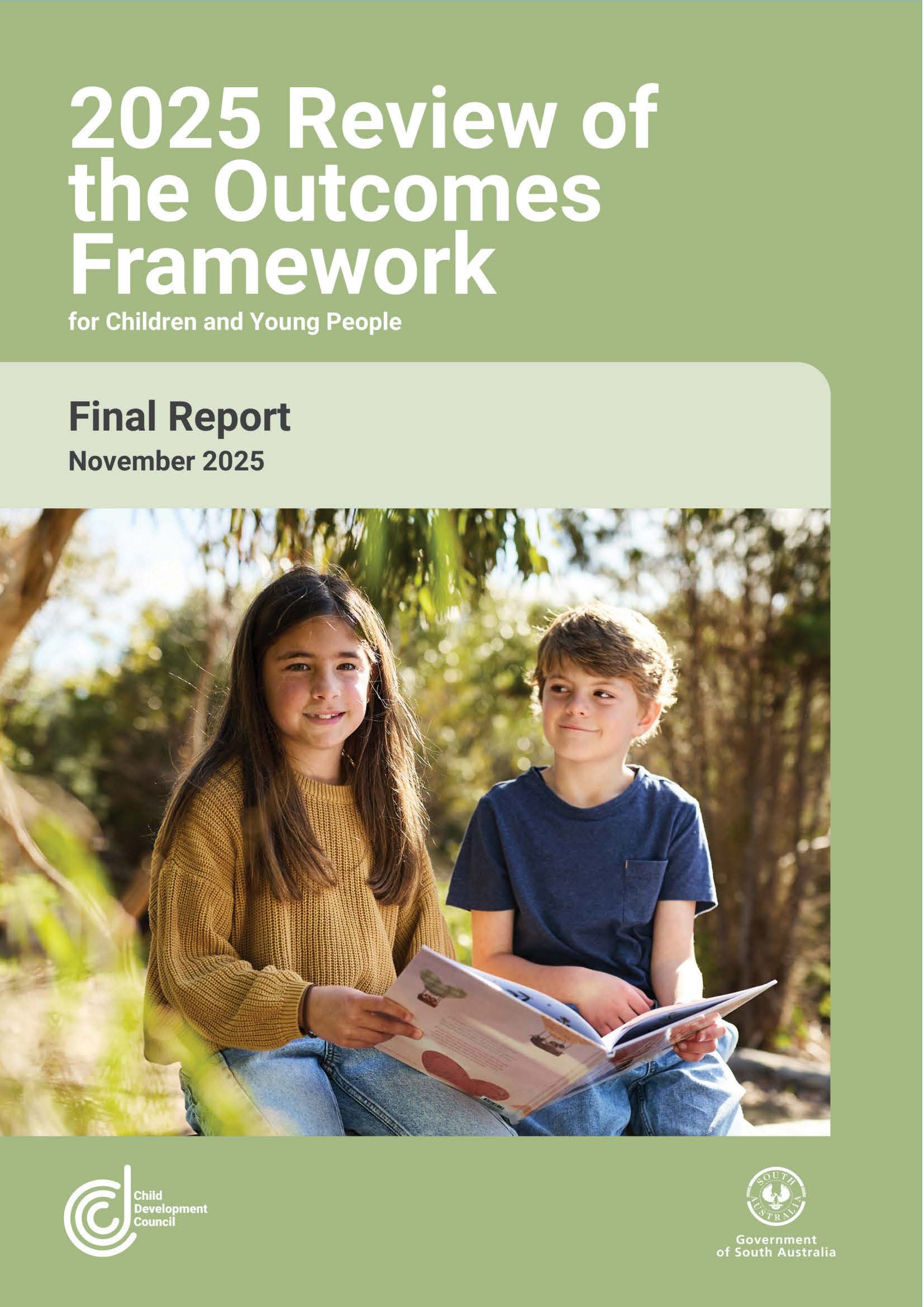 2025 Review of the Outcomes Framework for Children and Young People Report cover 2025 Review of the Outcomes Framework for Children and Young People Report cover